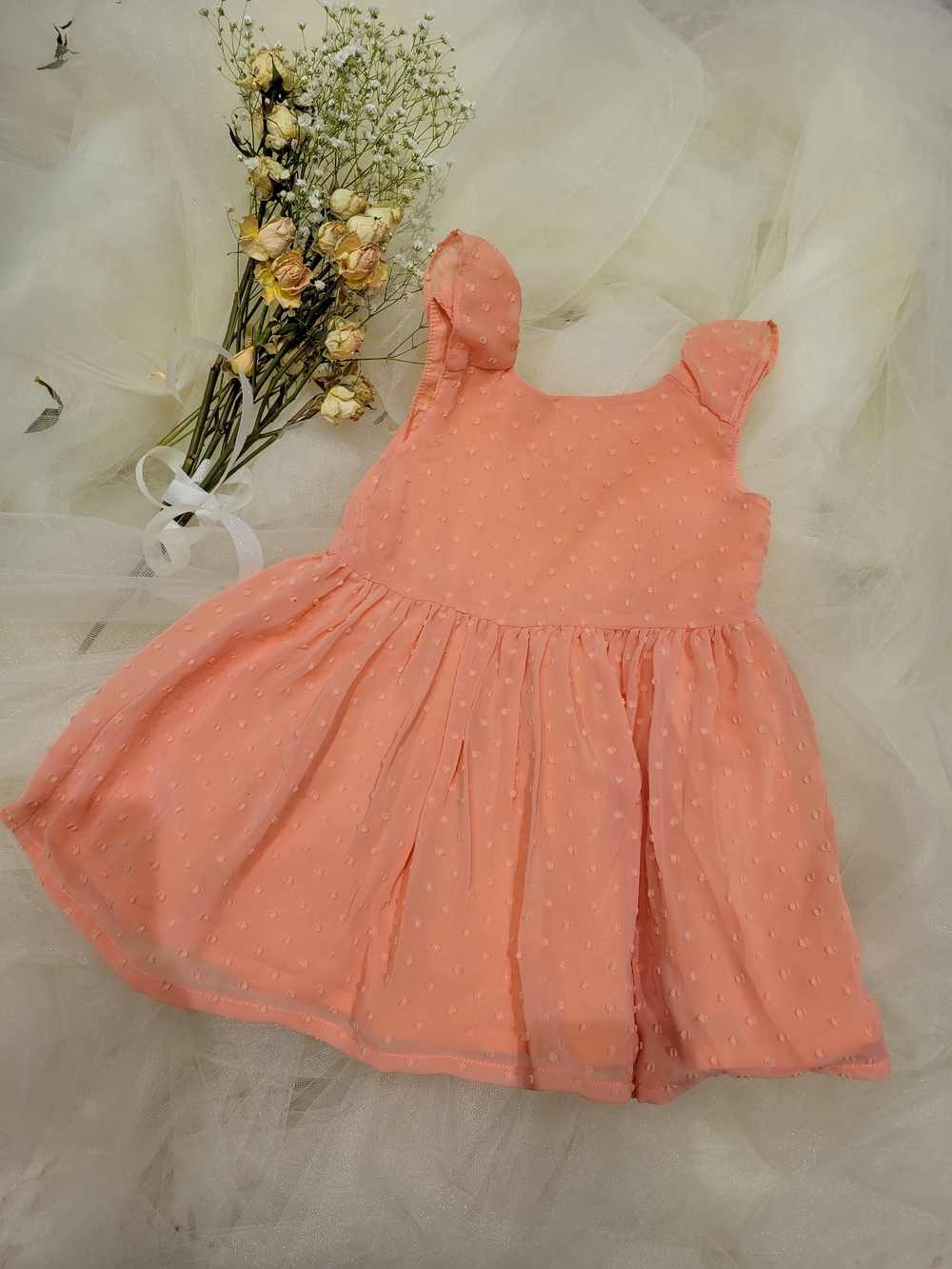 Carter's Peach Dot Ruffle Strap Dress